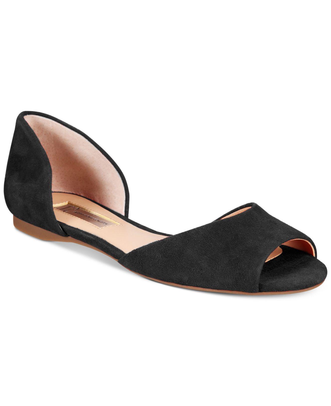 peep toe black flats